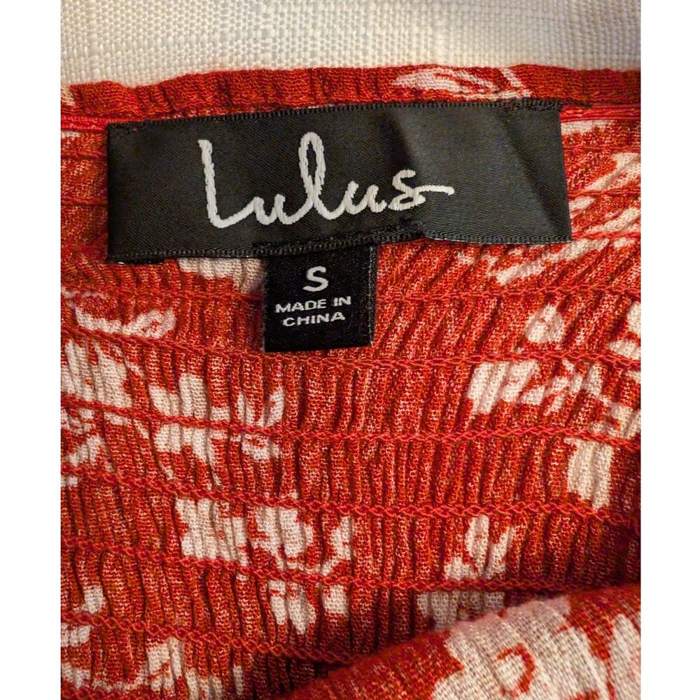 Lulus Garden Ruffle Red Dress | Small | Ruffled Sleeves - Picture 4 of 16